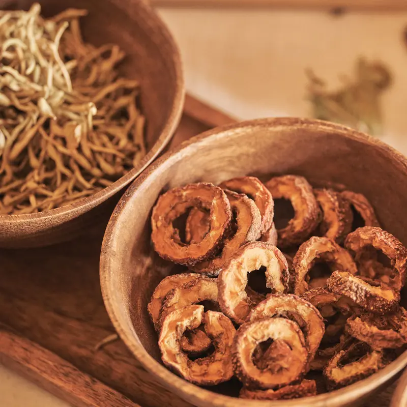 A selection of dried Traditional Chinese herbs, including ginseng, astragalus, and licorice for holistic healing