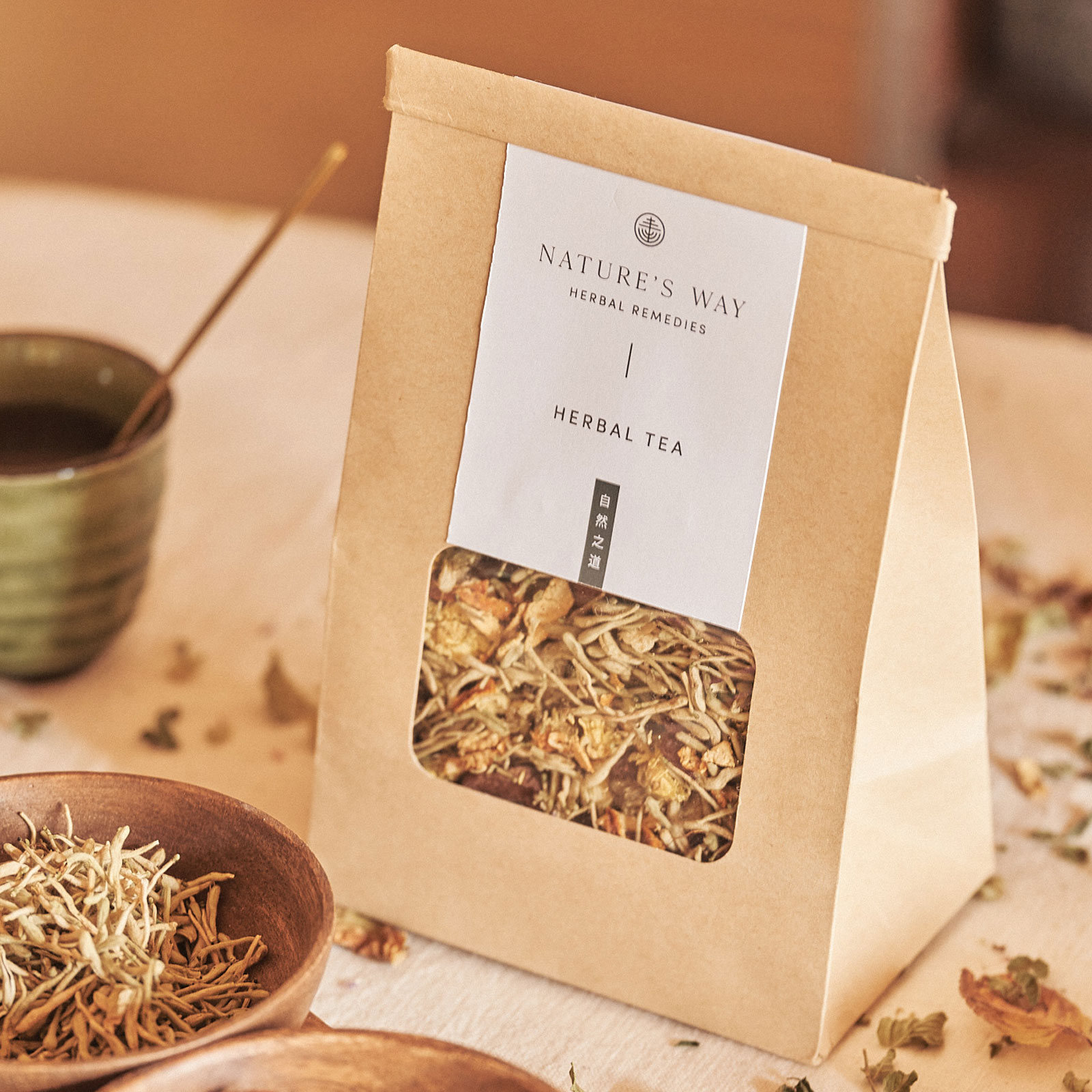 Traditional Chinese herbal remedy tea blend made with Chinese dried herbs for natural healing and wellness